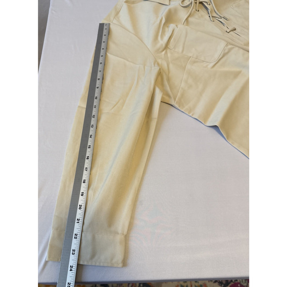 D&Co NEW Women's Plus 3X Stretch Woven Lace up Pullover Shirt Neutral Boho Chic - Picture 12 of 13